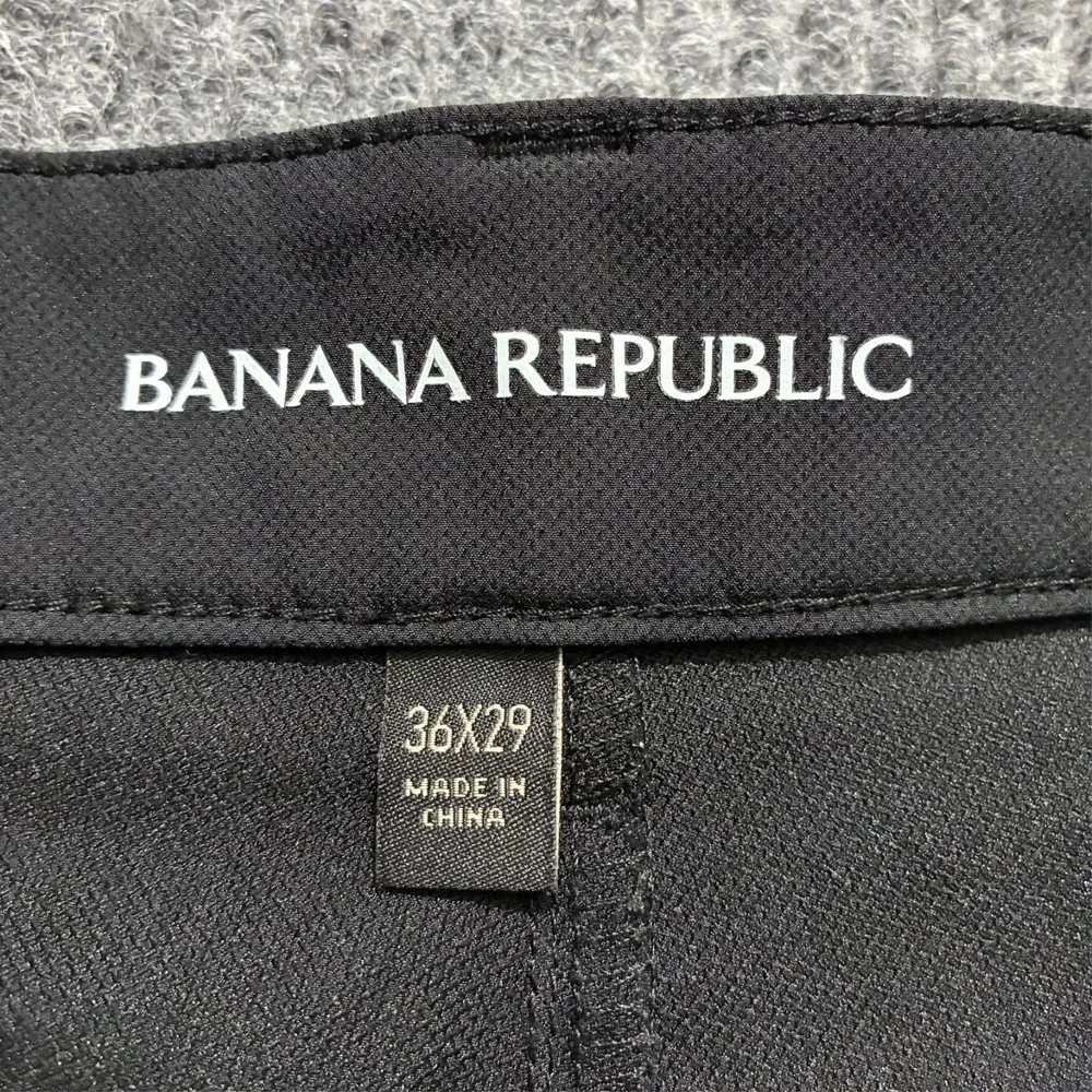Banana Republic Mens Dress Pants Size 36x29 Black Flat Front Straight‎ Mid Rise